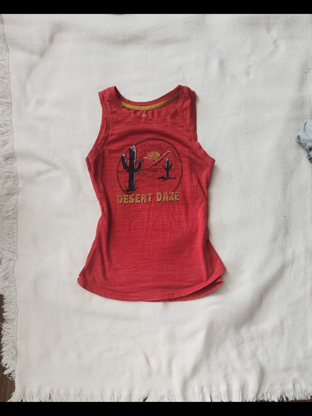 Orange 'Desert Daze' Cactus Graphic Tank Top
